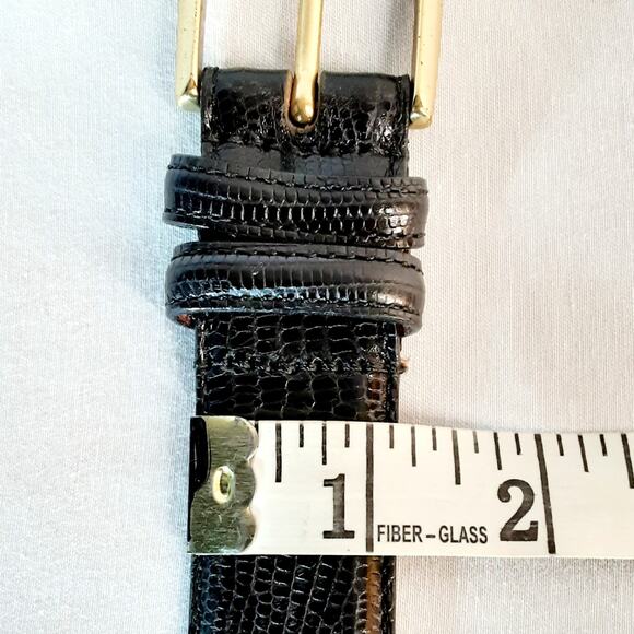Mens Imported Lizard Grain Calfskin Belt 32 Waist Black Double Loop - Picture 13 of 13